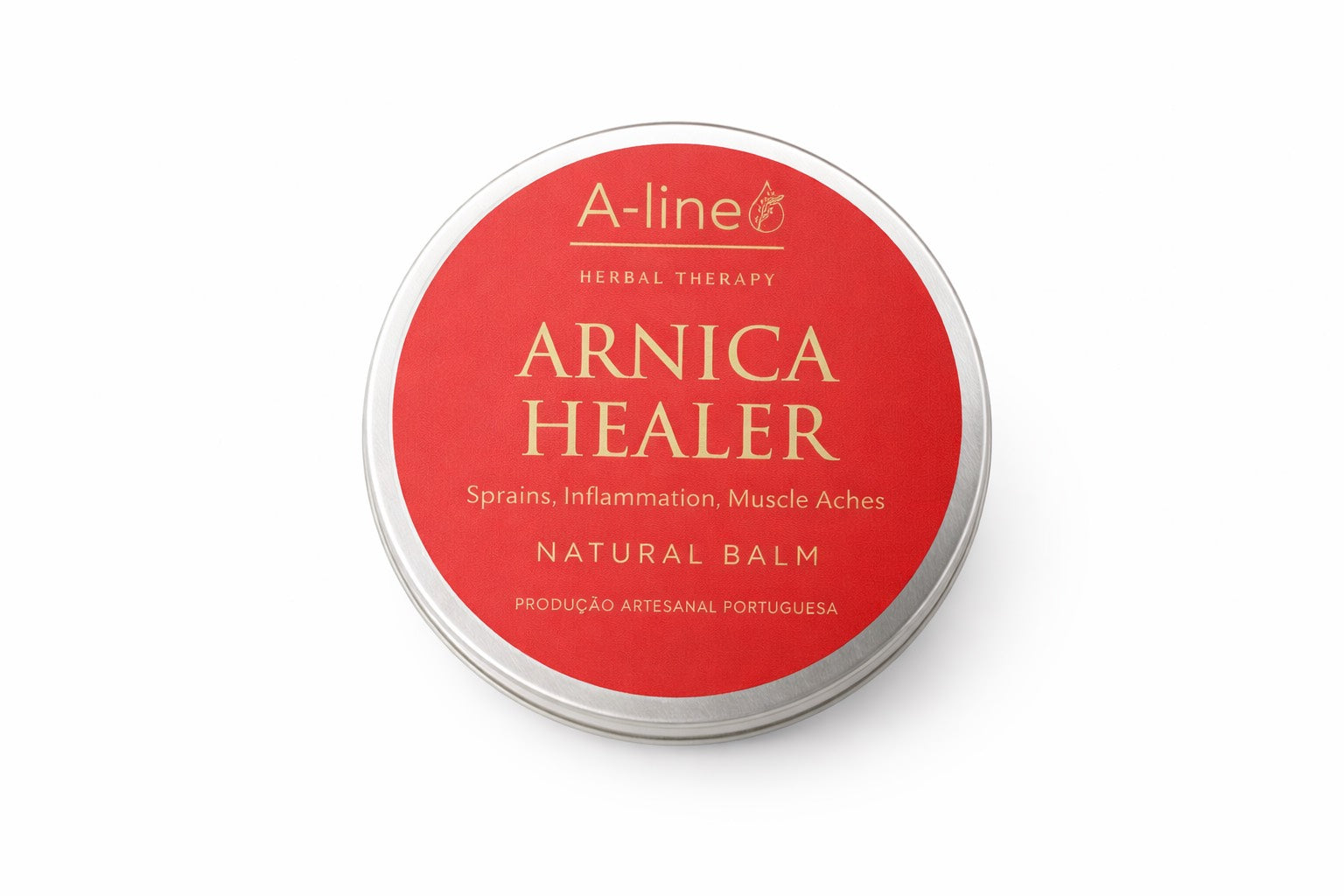 A-line Arnica Healer natural herbal balm in a 60 ml container on a white background.